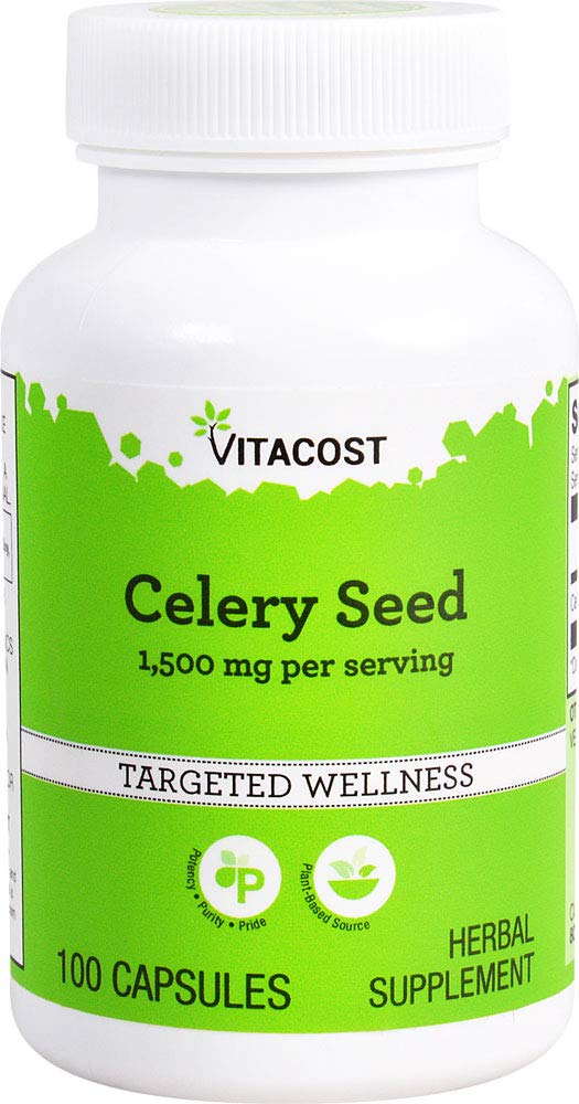 Vitacost Celery Seed bottle - 1,500 mg per serving, 100 capsules