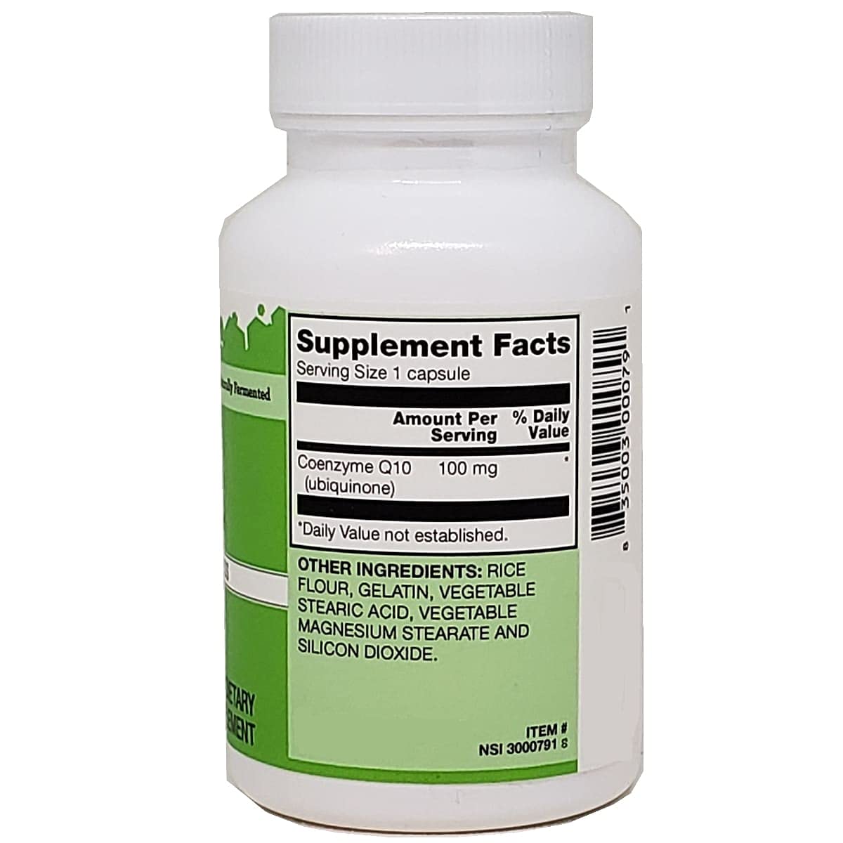 Close-up of Vitacost CoQ10 capsules 100 mg