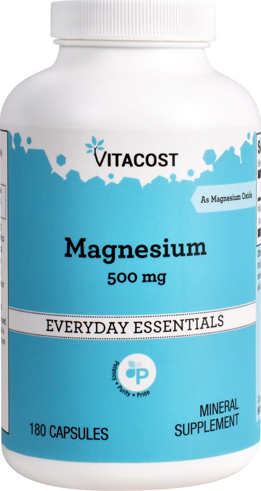 Vitacost Magnesium 500 mg bottle - 180 capsules