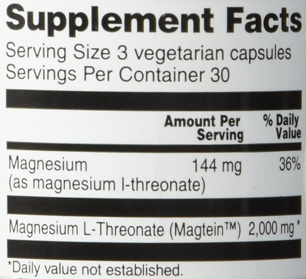 Three capsules representing magnesium L-threonate serving size