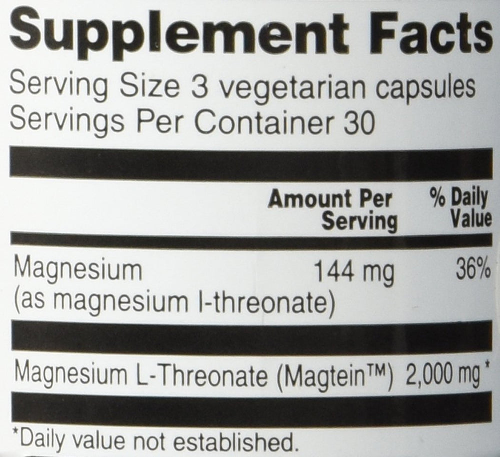 Three capsules representing magnesium L-threonate serving size