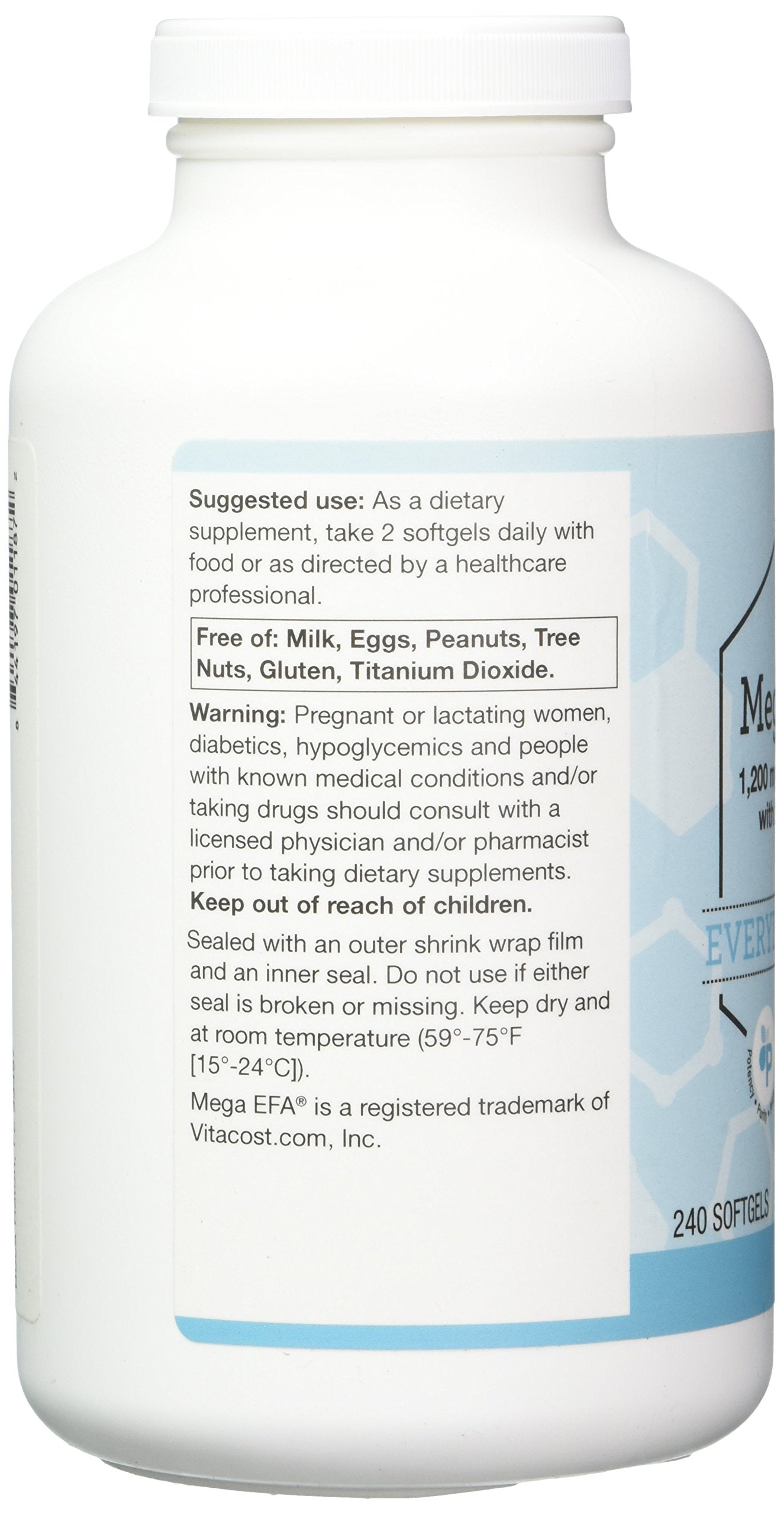 Close-up of Vitacost Mega EFA-D3 bottle