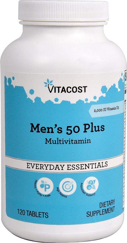 Vitacost Men's 50 Plus Multivitamin bottle – 120 tablets