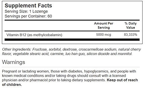 Close-up of Vitacost Methyl B-12 Sublingual lozenges in bottle