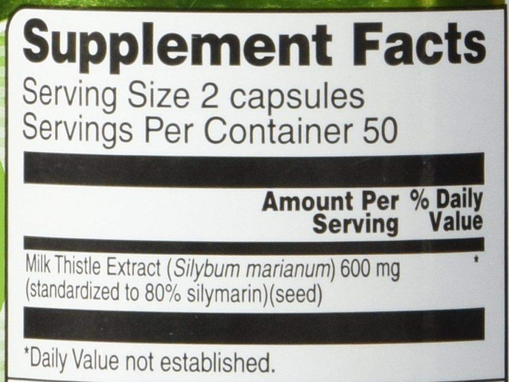 Two capsules serving of Vitacost Milk Thistle Extract