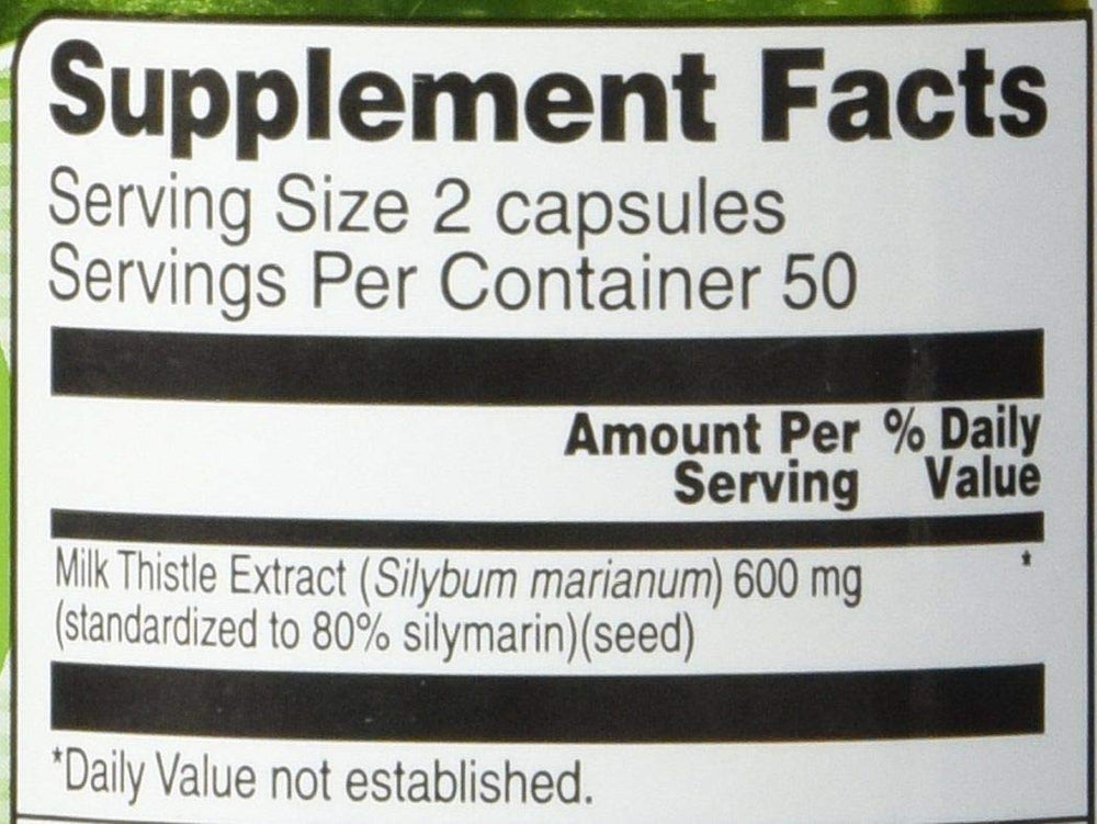 Two capsules serving of Vitacost Milk Thistle Extract