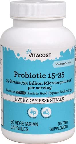 Bottle of Vitacost Probiotic 15-35 - 60 vegetarian capsules