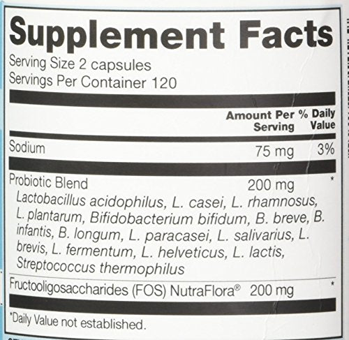 NutraFlora FOS prebiotic ingredient label