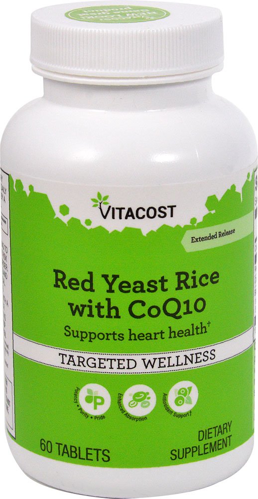 Hero image: Vitacost Red Yeast Rice 1200 mg with CoQ10 Extended Release, 60 tablets.