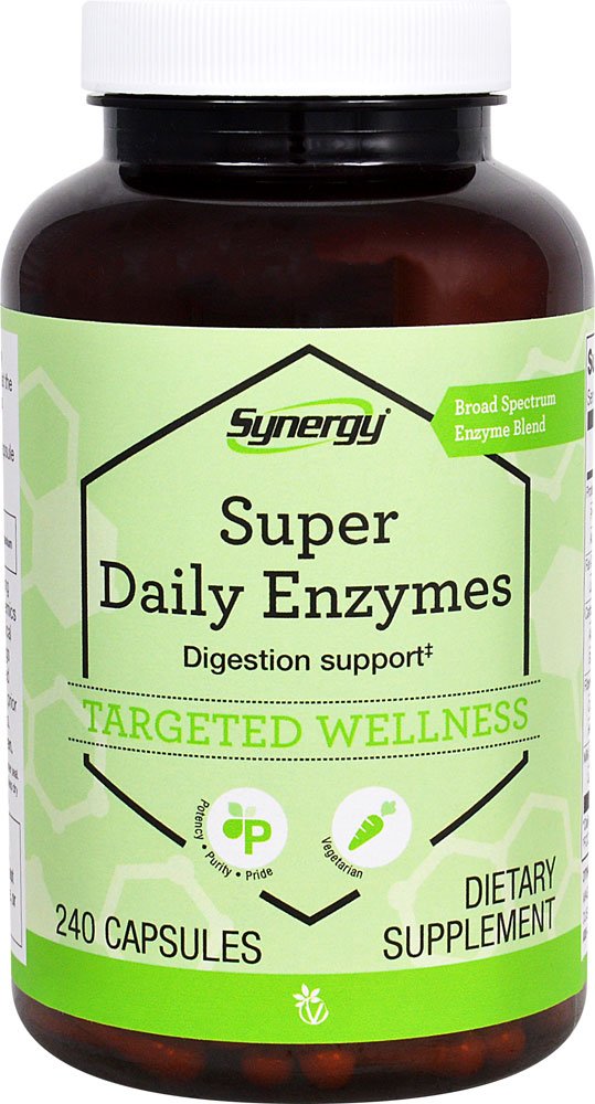 Vitacost Super Daily Enzymes bottle label with 240 capsules