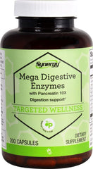 Vitacost Synergy Mega Digestive Enzymes with Pancreatin 10X bottle – 200 capsules