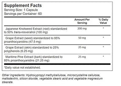 Grape seed/skin and pine bark antioxidants used in Vitacost Trans-Resveratrol Plus