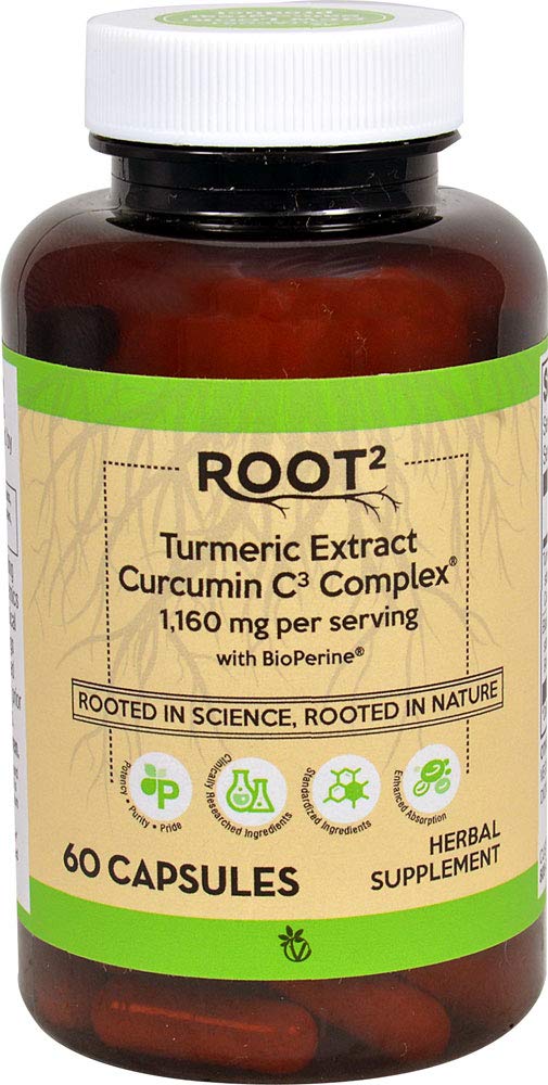 Bottle of Vitacost Turmeric Extract Curcumin C3 Complex with Bioperine 60 capsules