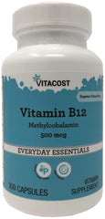 Bottle of Vitacost Vitamin B-12 Methylcobalamin 500 mcg, 300 capsules