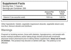 Close-up of Vitacost Vitamin C 1000 mg bottle label