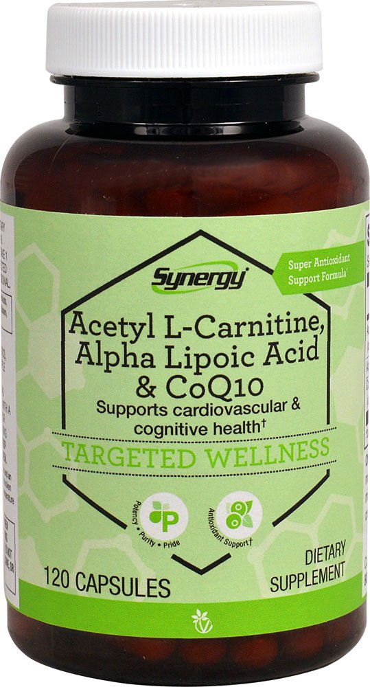 Vitacost Synergy Acetyl L-Carnitine, Alpha Lipoic Acid & CoQ10 bottle - 120 capsules
