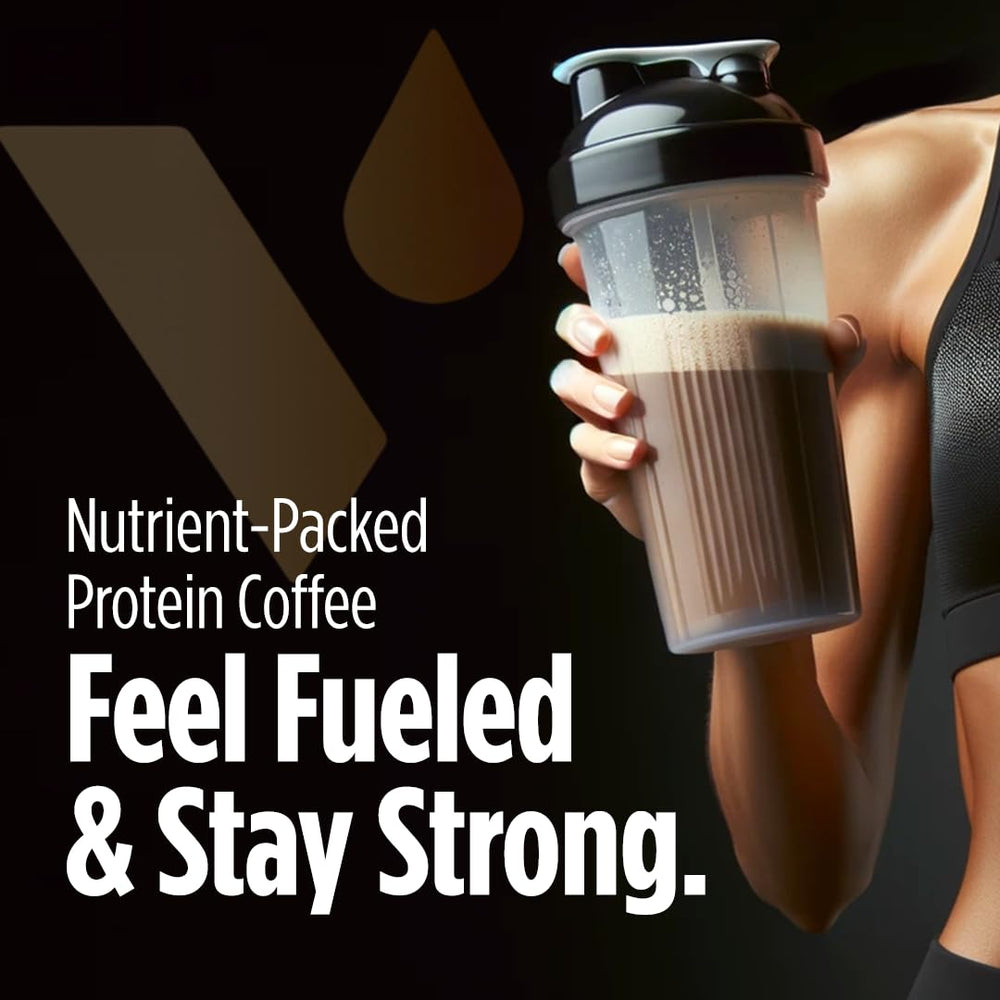 VitaCup Slim Protein Coffee Shake nutrition facts panel showing 10g protein per serving.