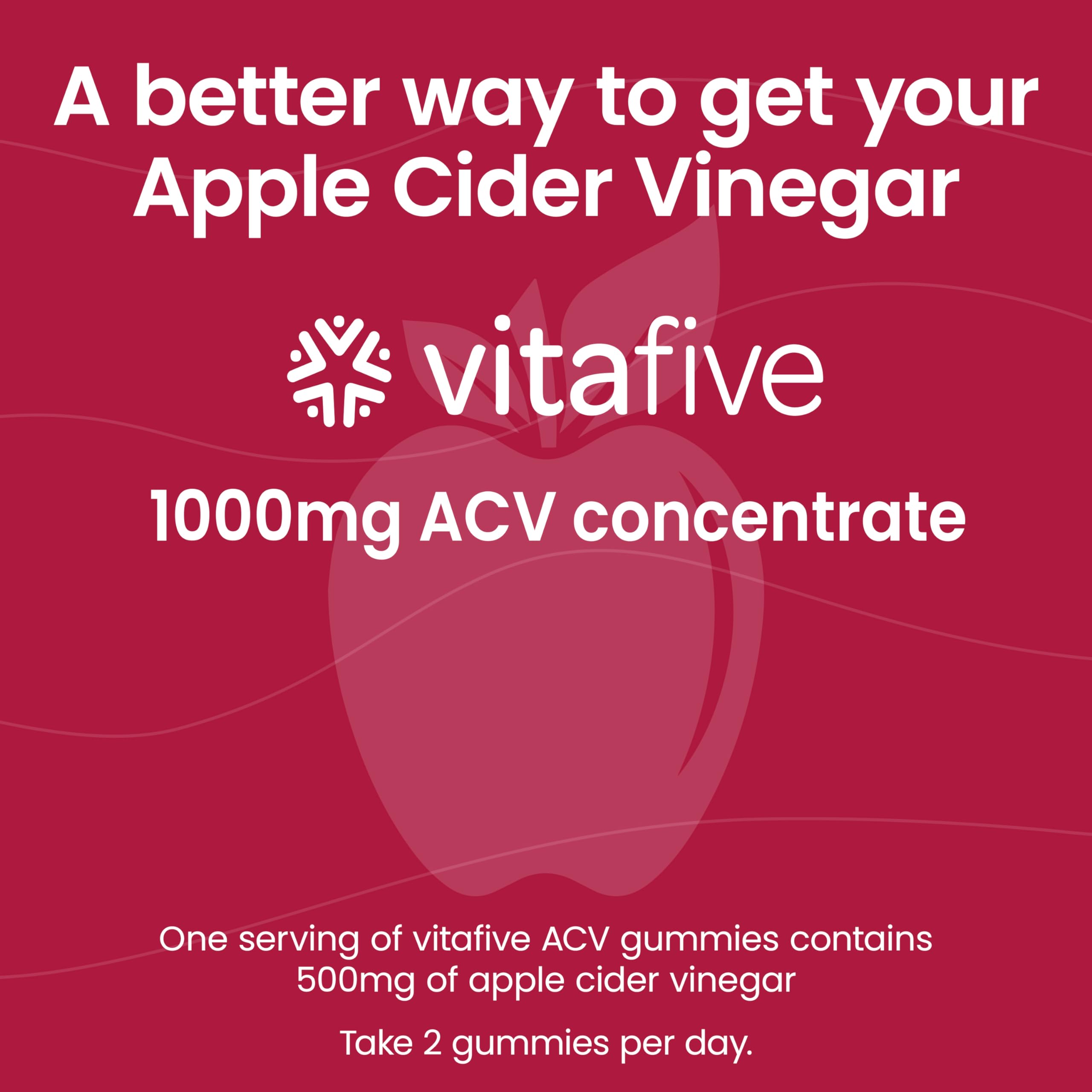 Vitafive ACV Gummies packaging front highlights vegan and gluten-free formula.