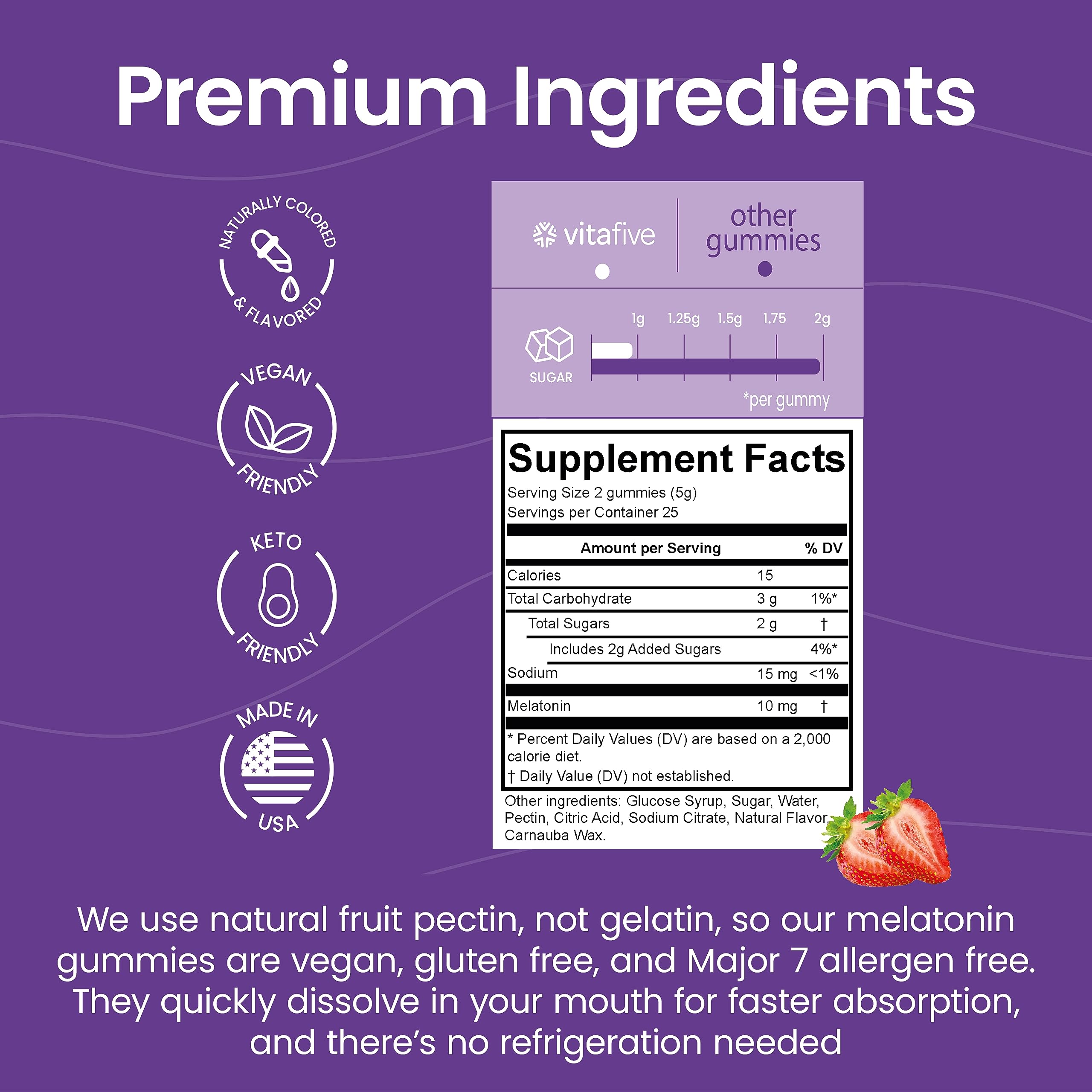 Low sugar, great tasting melatonin gummies for adults