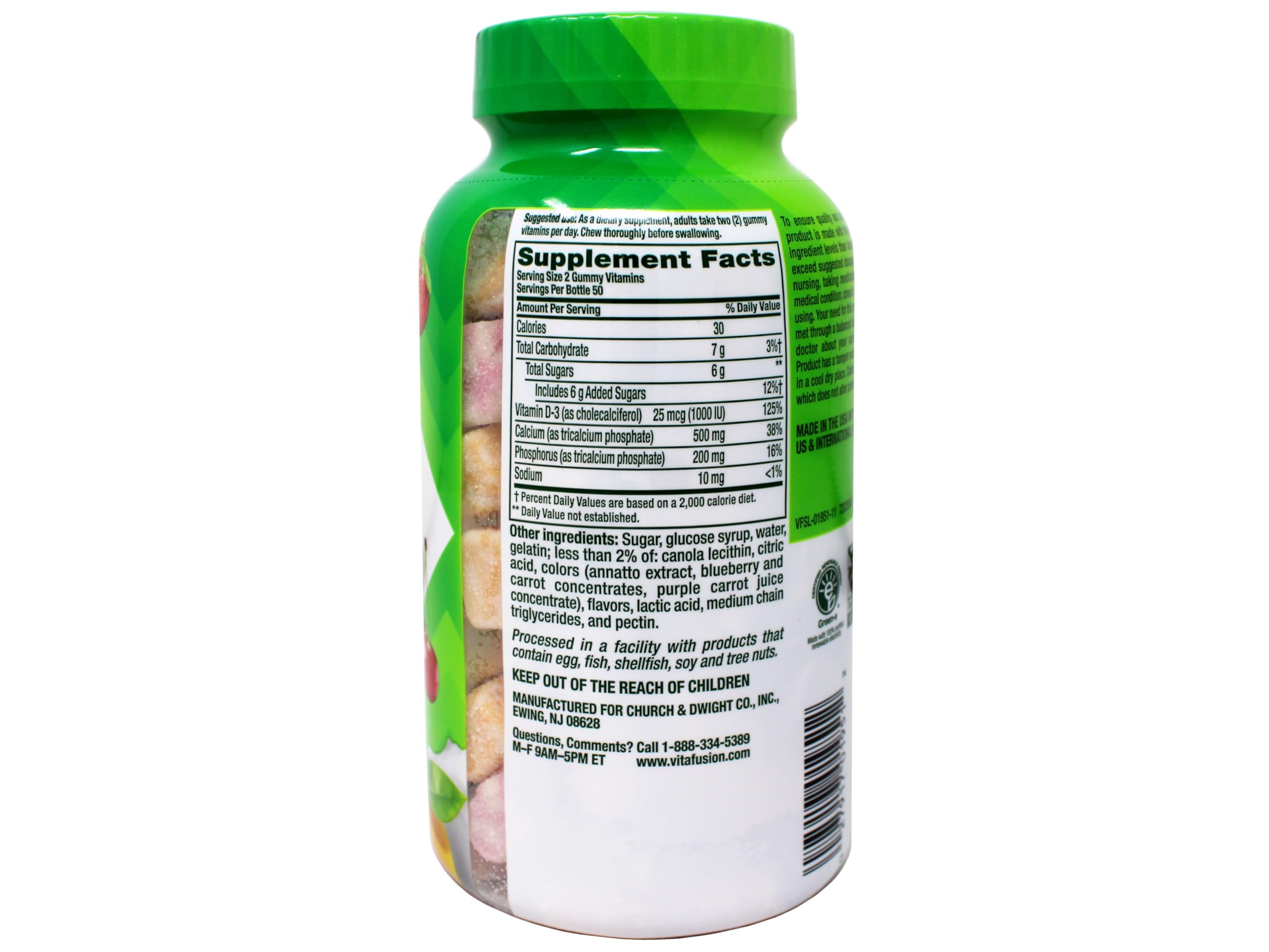 Ingredients list for VitaFusion Calcium 500 mg Gummies