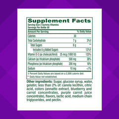 100-count bottle of Vitafusion calcium gummies for 50 days