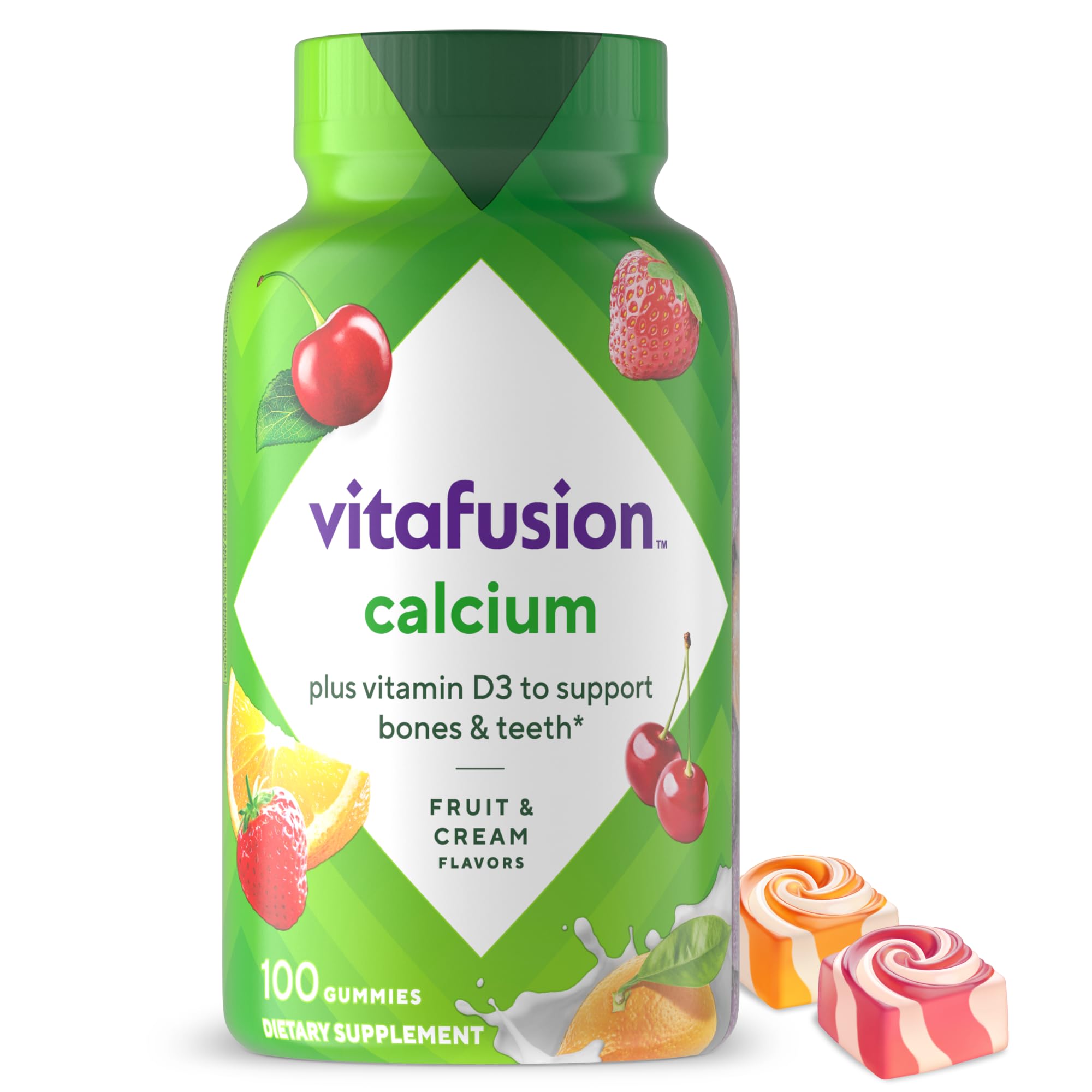 Vitafusion Calcium Gummy Vitamins packaging for bone and teeth support