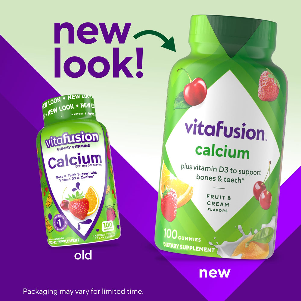 Calcium gummies fruit and cream flavored vitamins