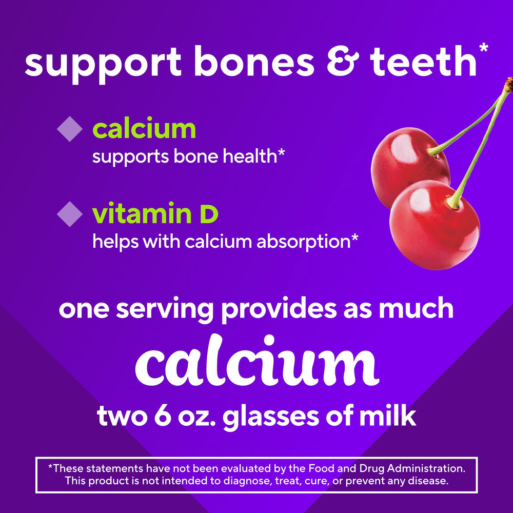 Vitafusion calcium gummies fruit flavor close-up, tasty calcium supplement.