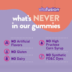 Vitafusion Men's Gummy Vitamins fruit flavor swatch conveys natural taste and vitamin variety