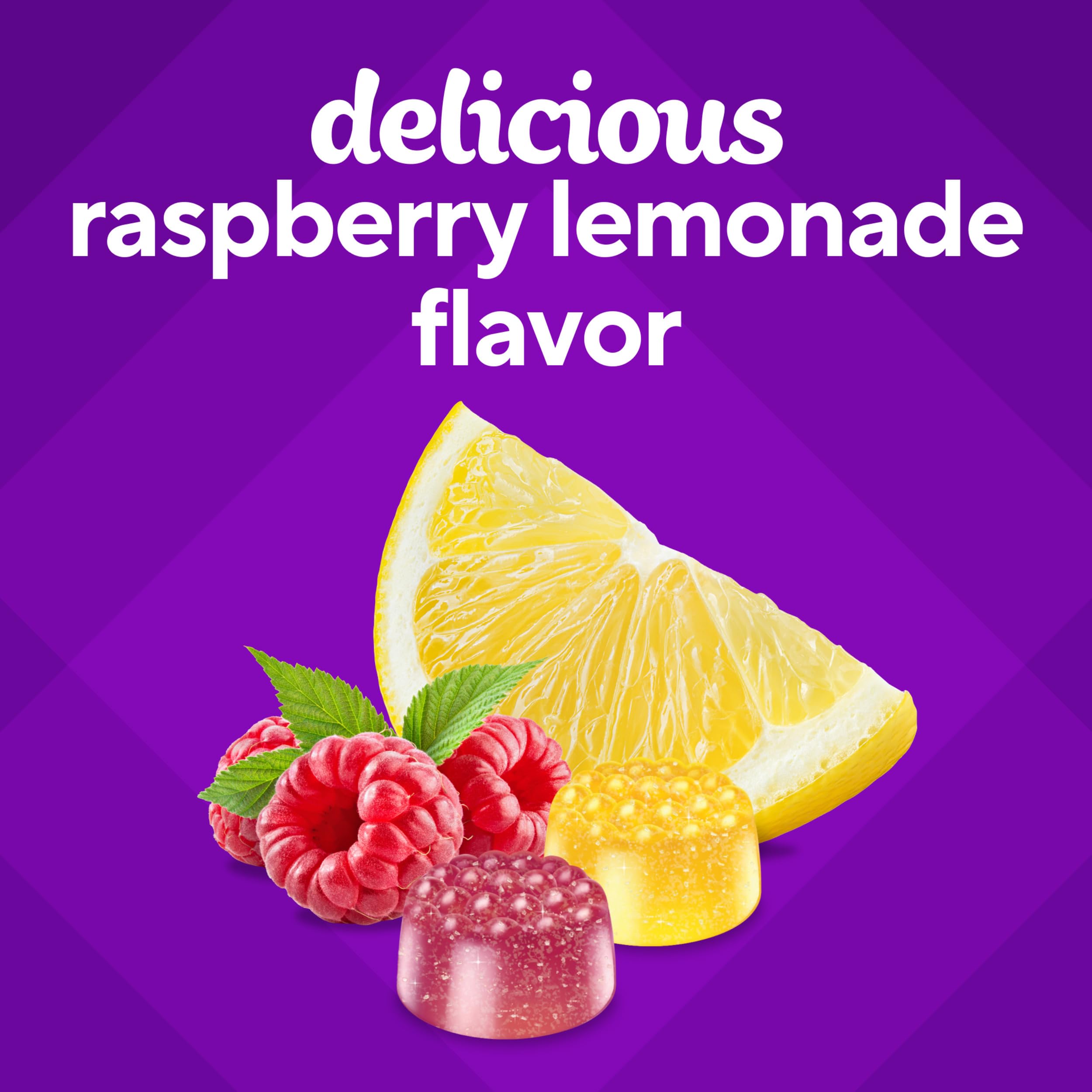 Bottle of Vitafusion omega-3 gummies with berry-lemonade flavor