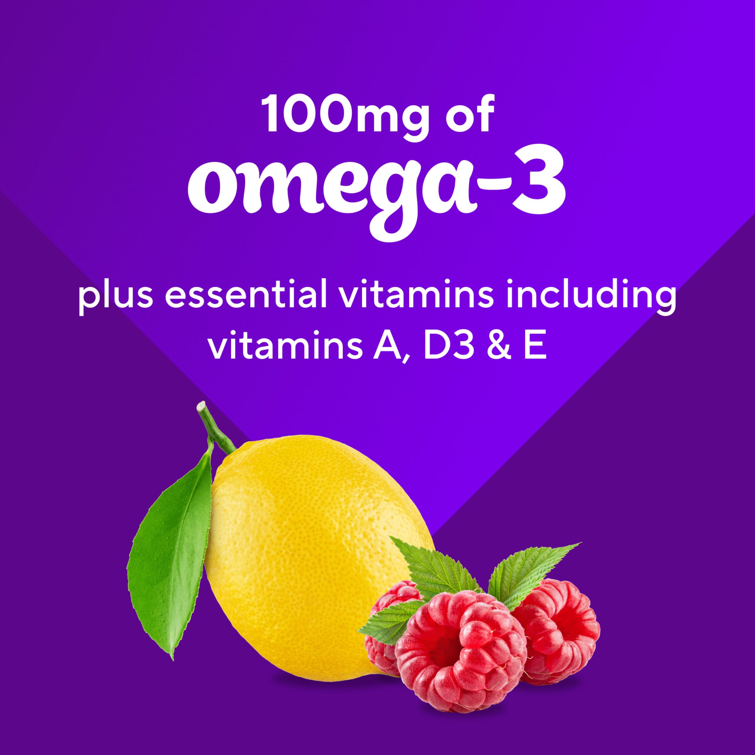 Vitafusion Omega-3 Gummies on a spoon highlight chewy texture.