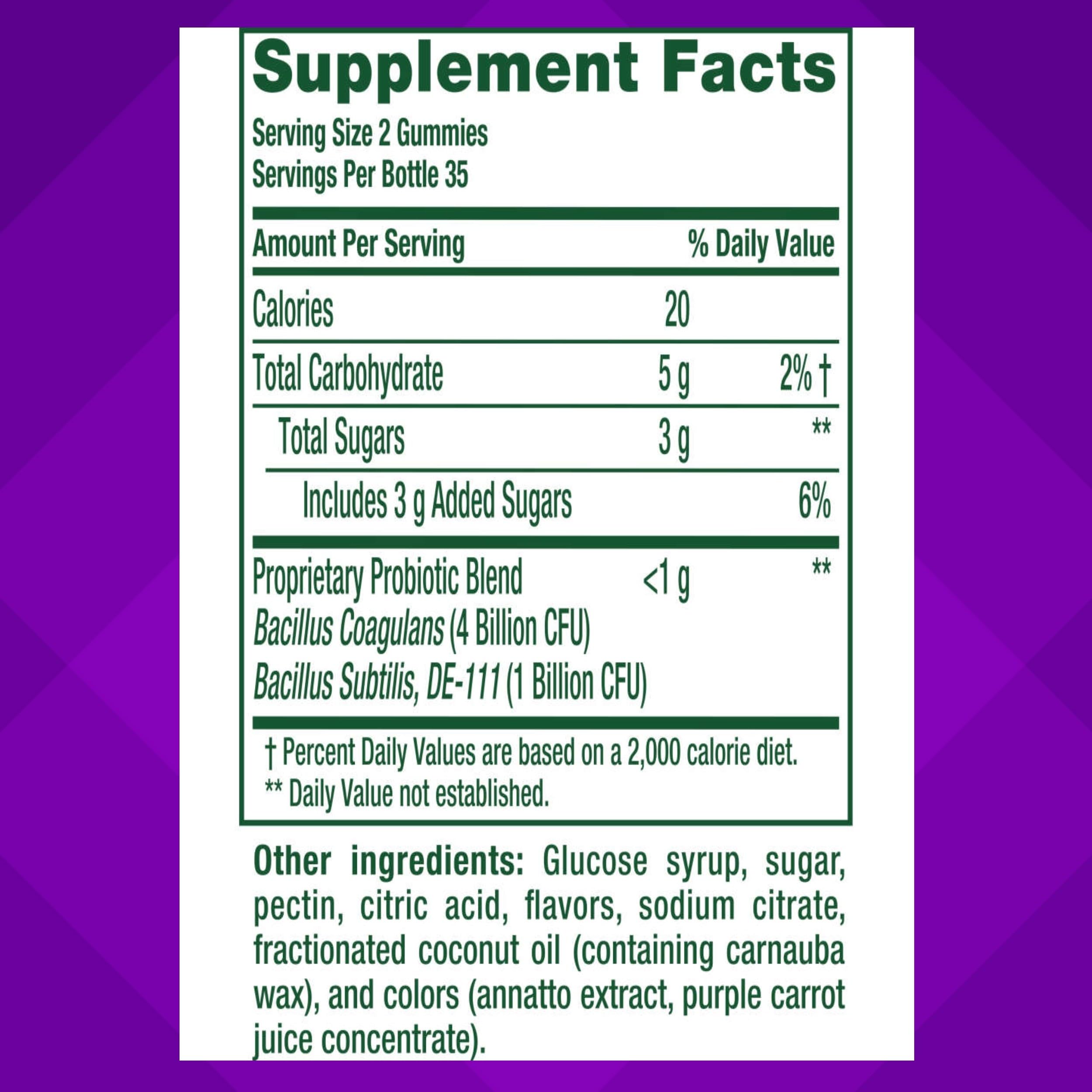 Probiotic gummies close-up showing chewy texture