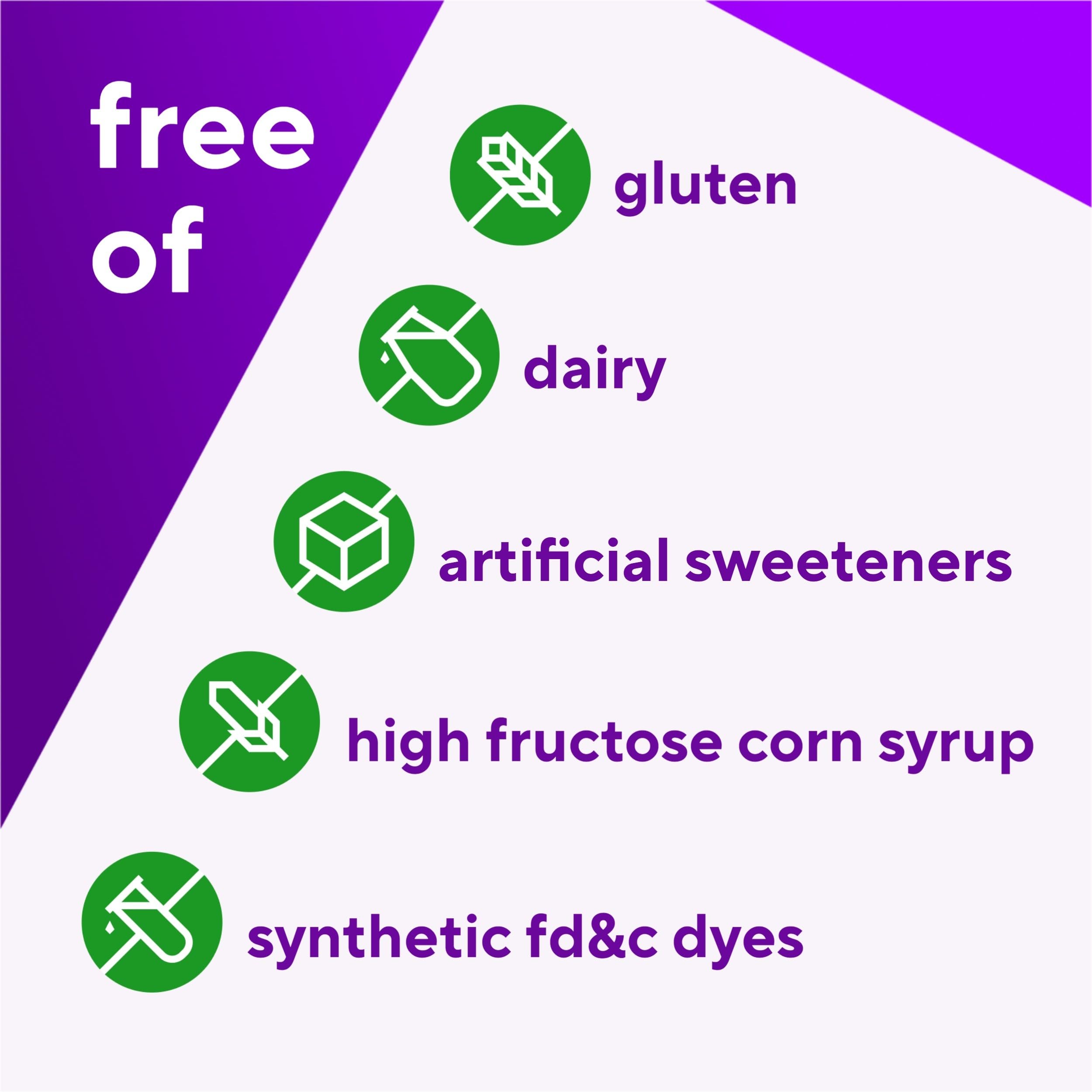 Gummies labeled gluten-free and dairy-free