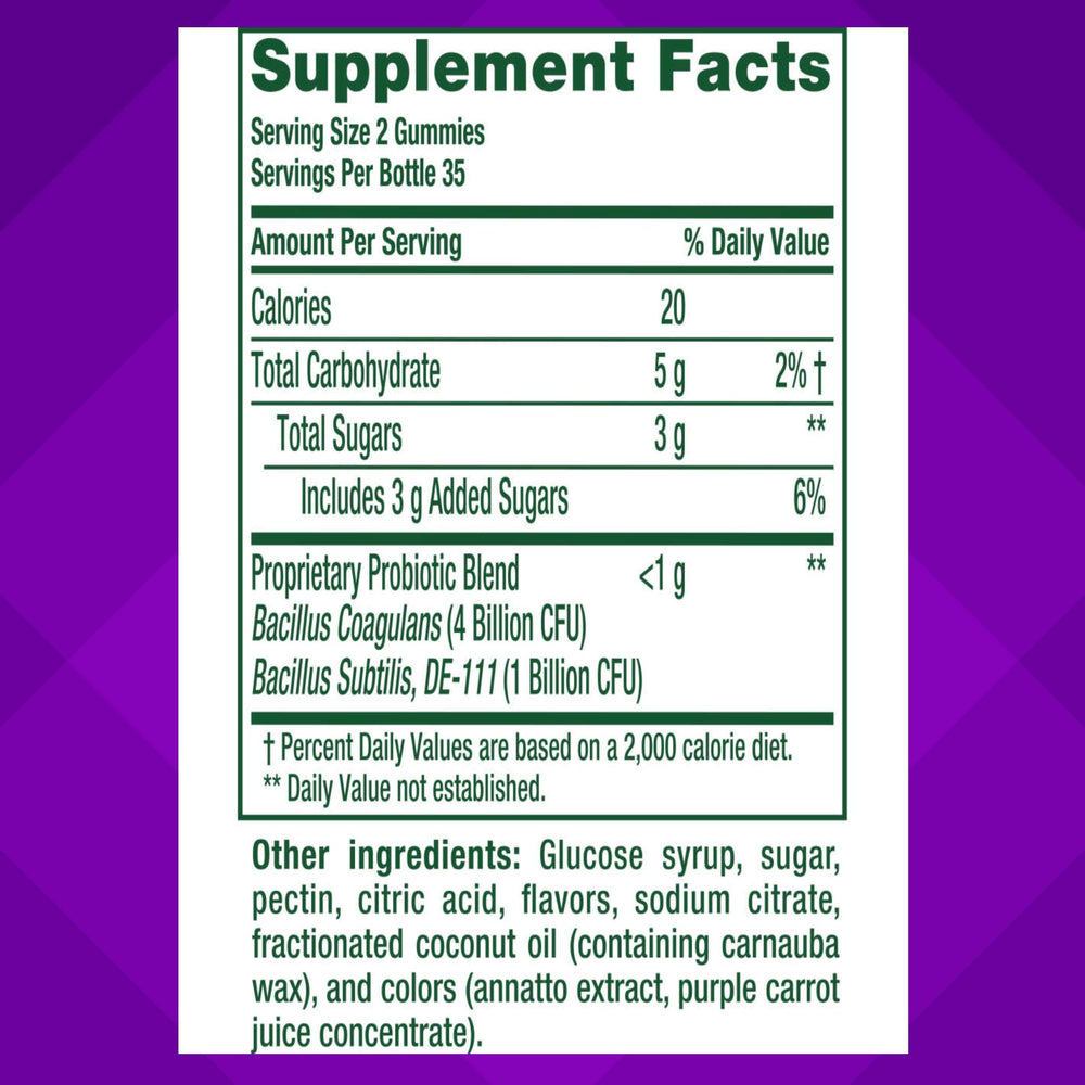 Close-up of a mango-flavored probiotic gummy