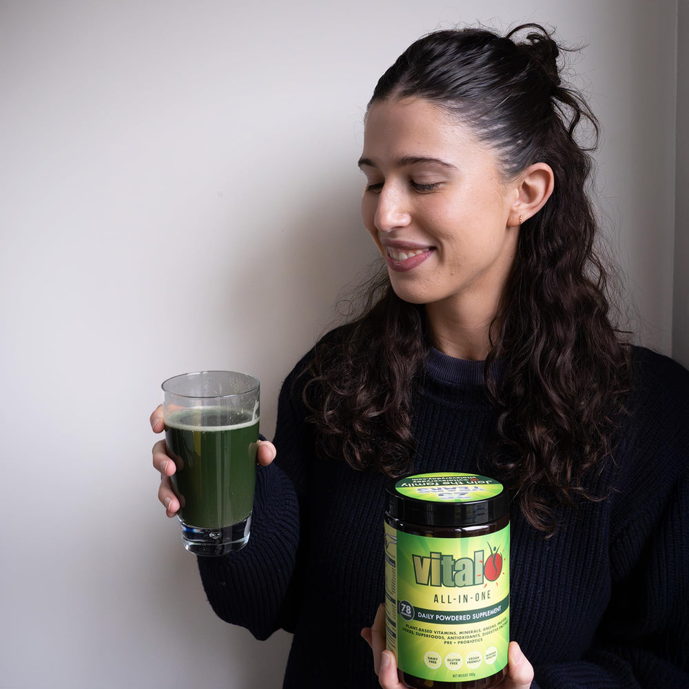 Greens blend with vitamins and antioxidants in powder form