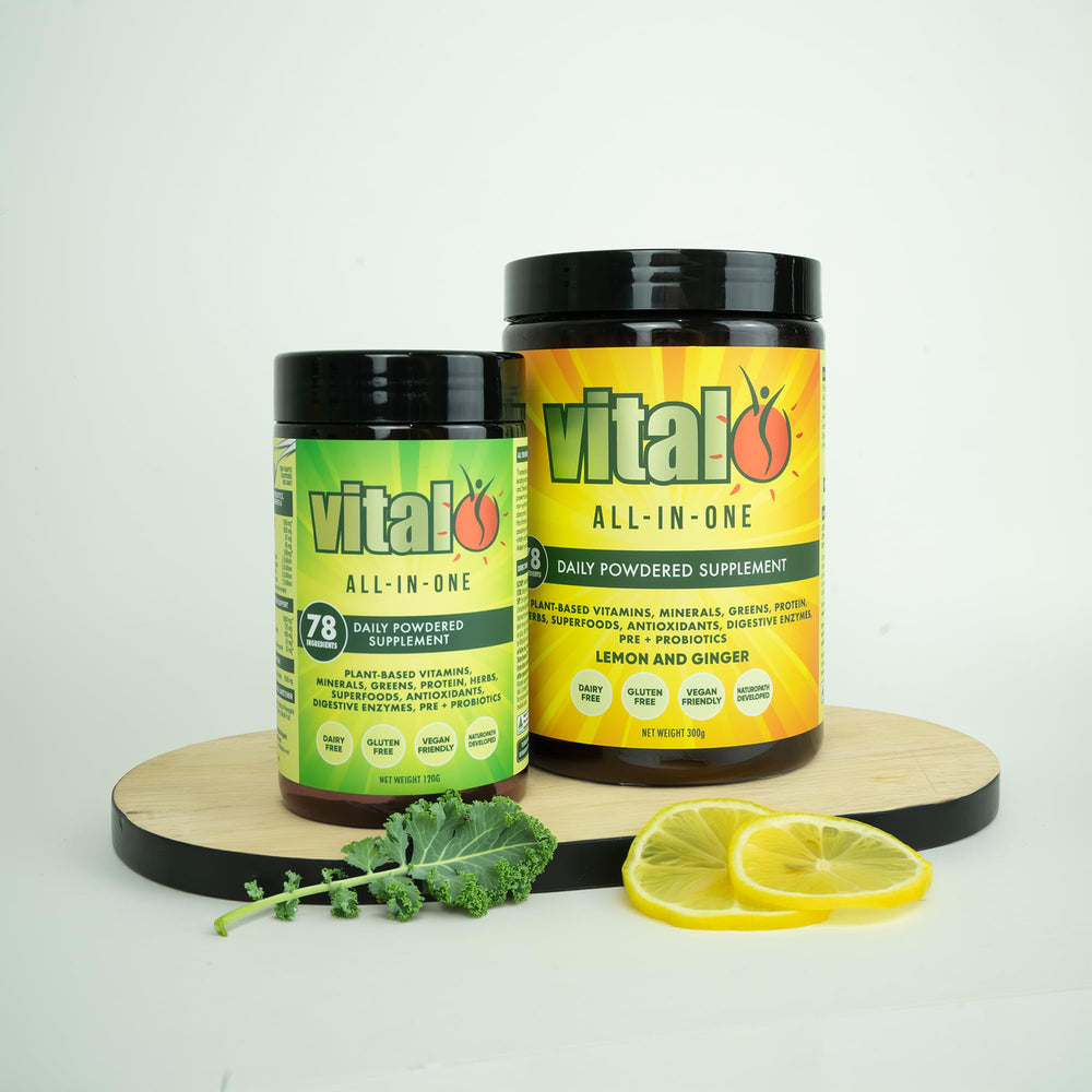 Vegan and gluten-free greens powder packaging