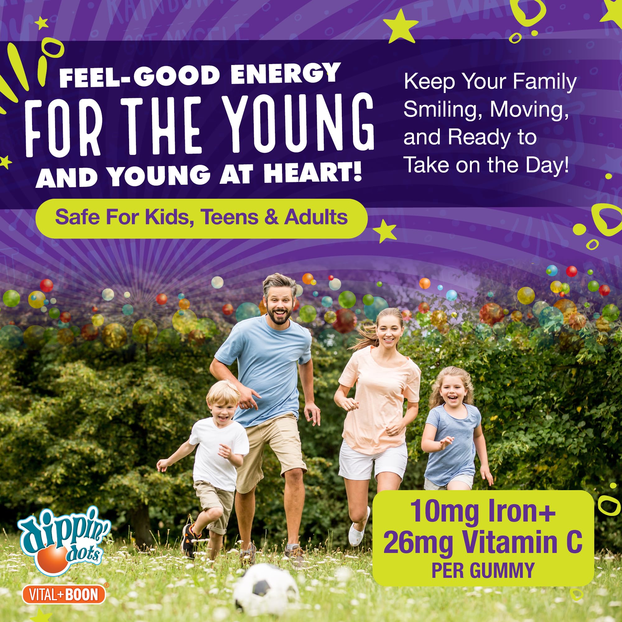 Close-up of Vital+Boon iron gummies with Vitamin C