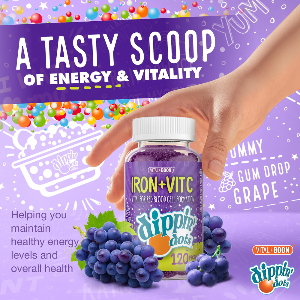 Nutrition facts for Vital+Boon iron gummies