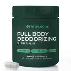 Vital Core Body Deodorizing Supplement bottle front view, 60 capsules