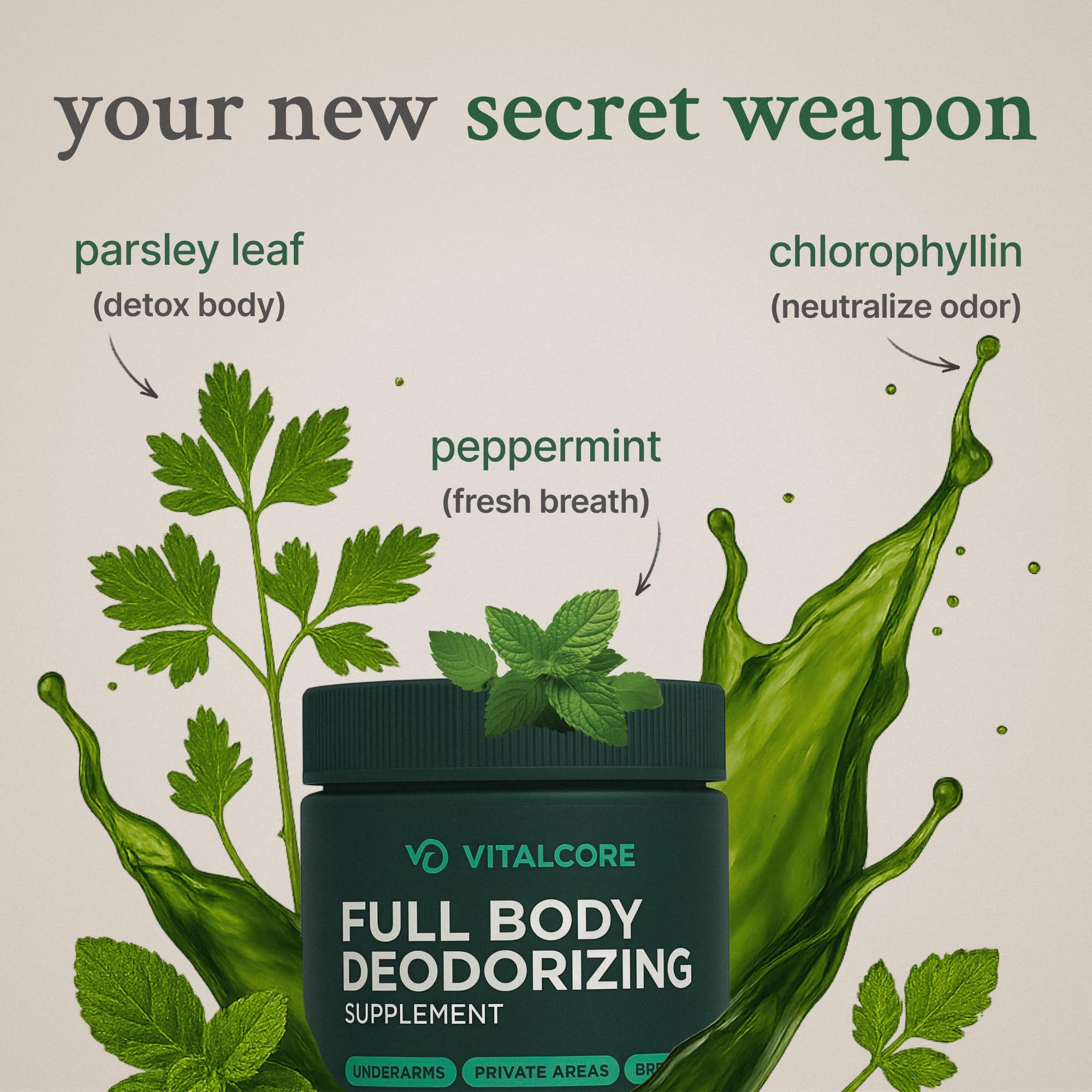 Product label featuring natural ingredients and vegan icon