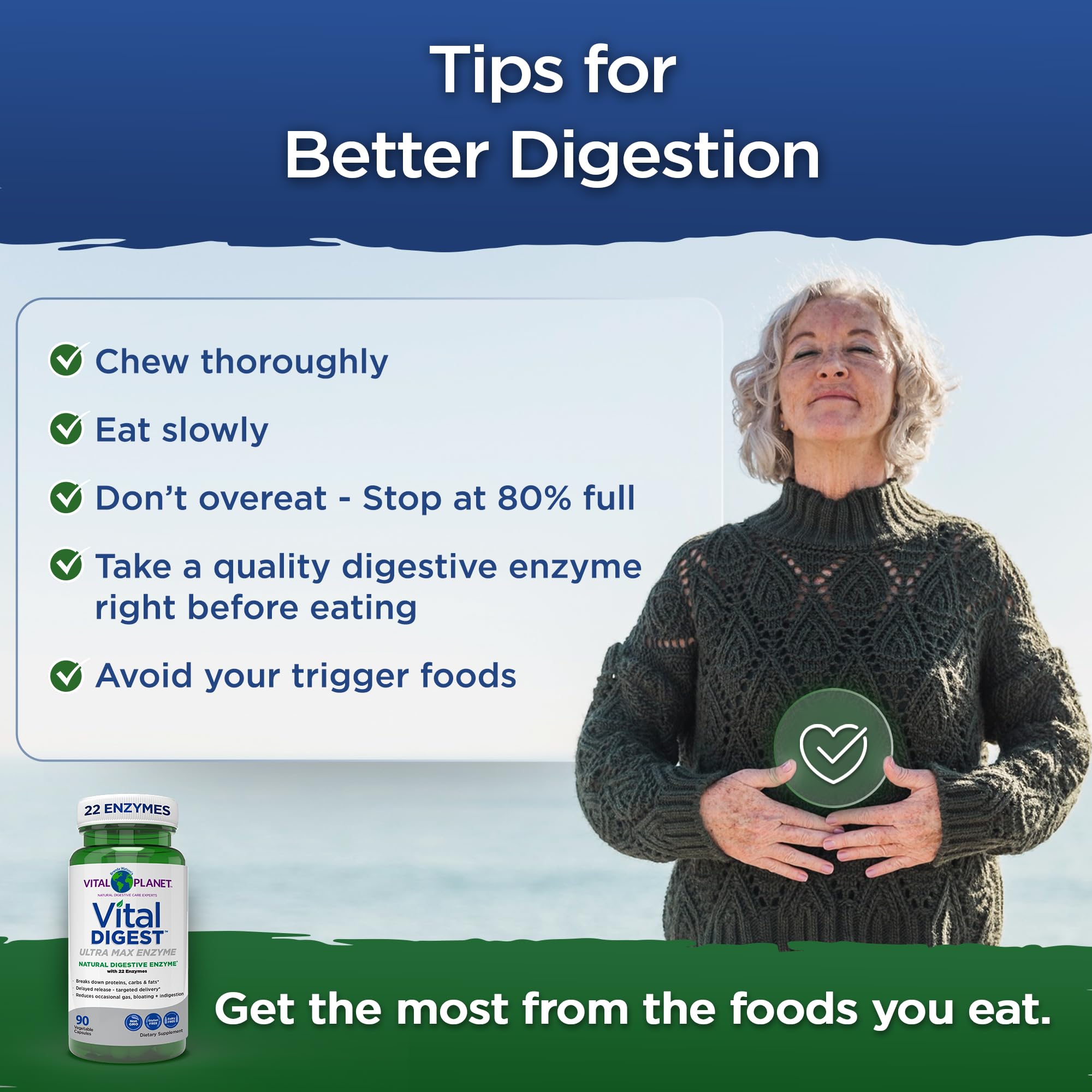 Non-GMO, dairy-free and gluten-free icons associated with Vital Digest