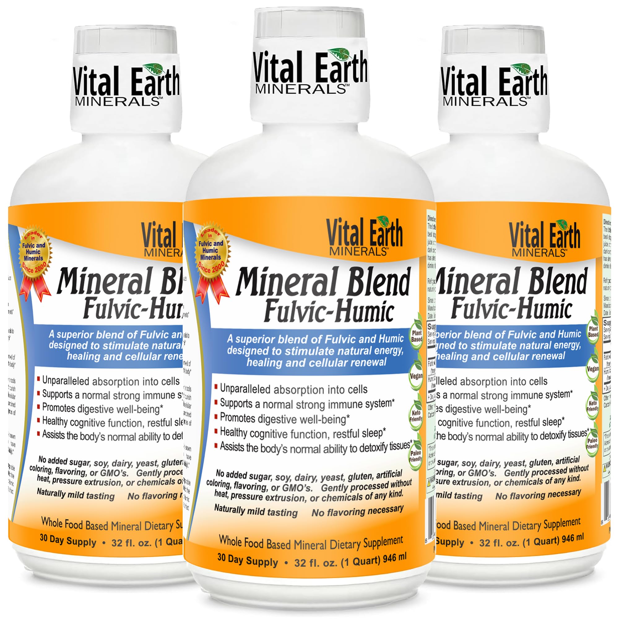 Front view of Vital Earth Fulvic Humic 3-pack