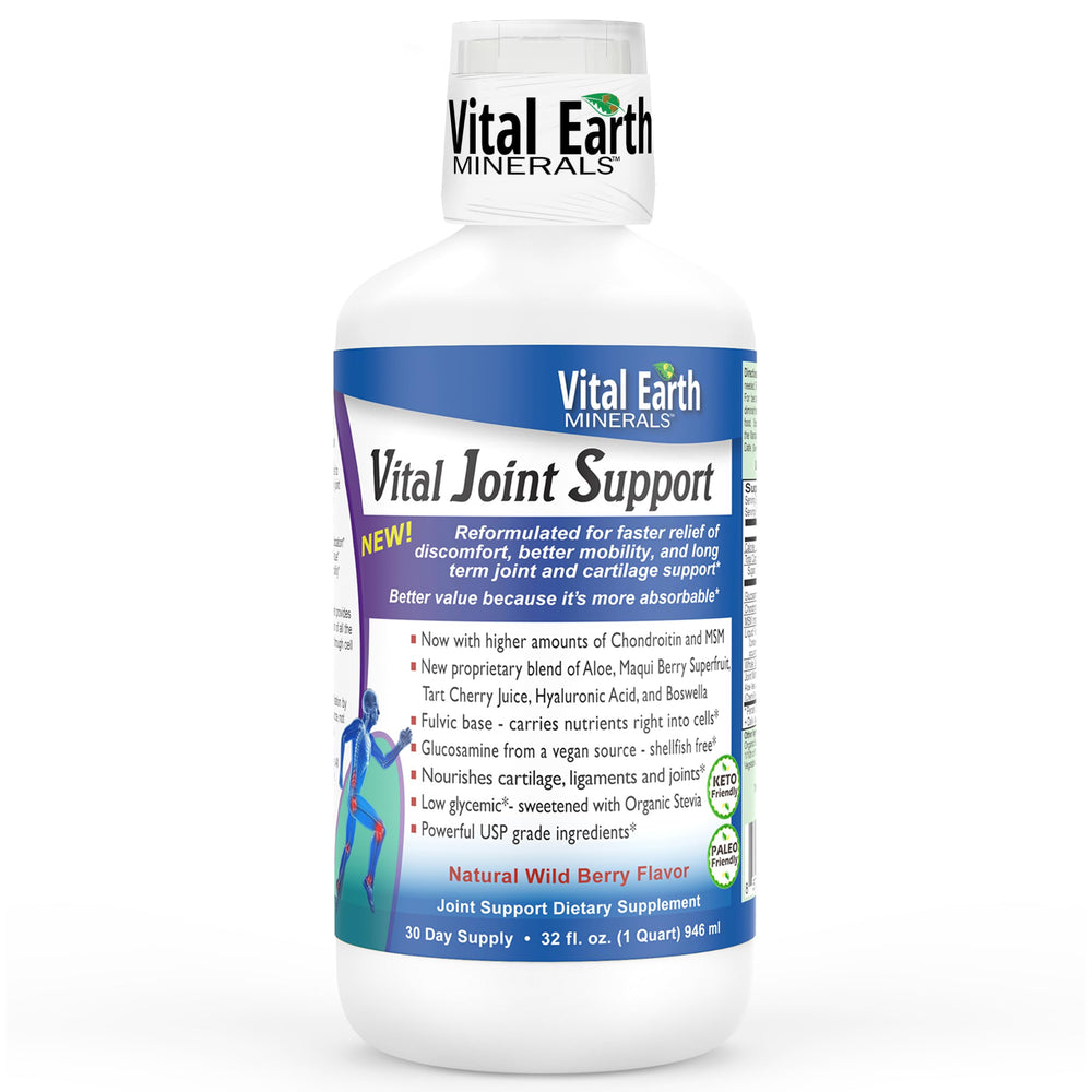 Vital Earth Liquid Joint Support bottle shown at 32 oz size