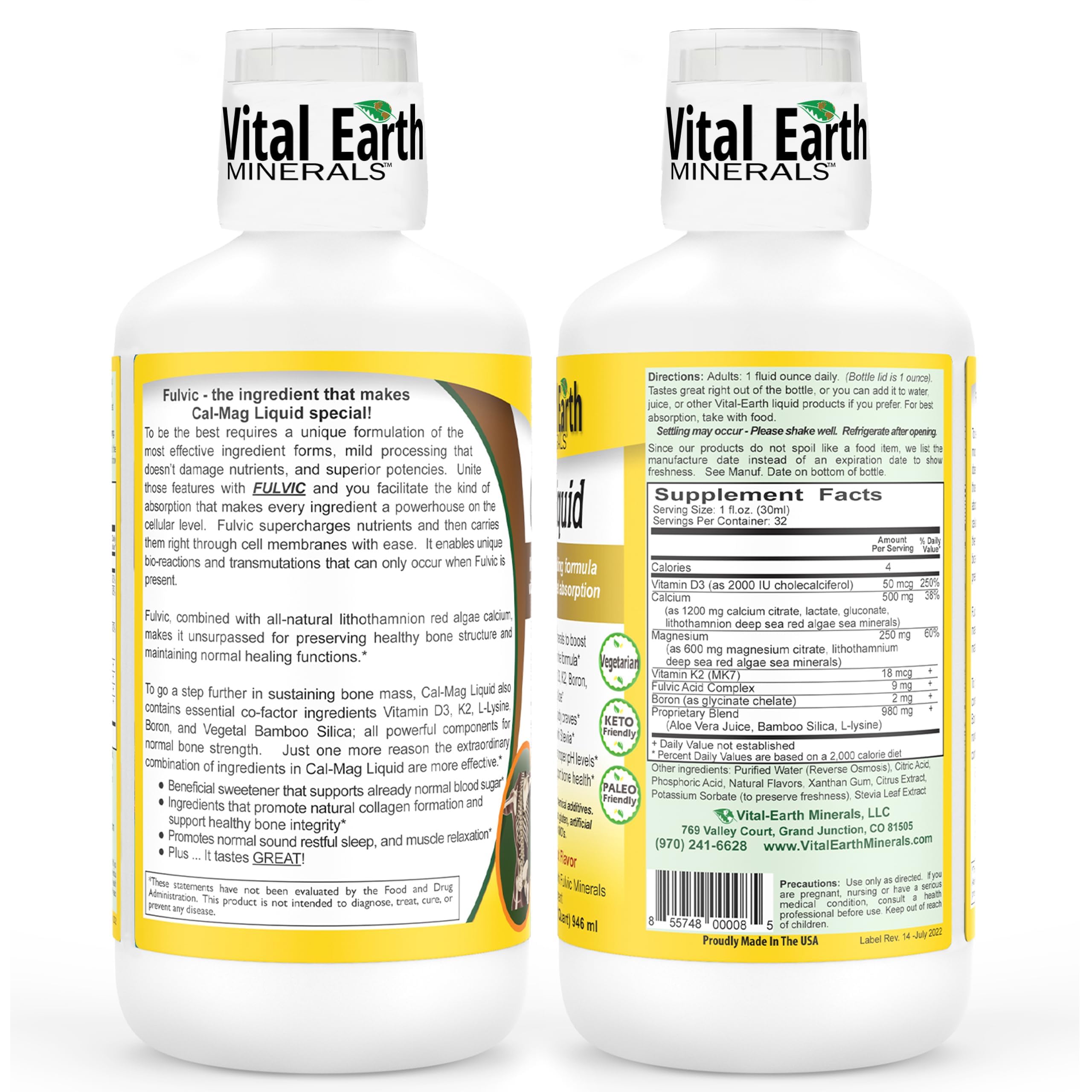 Vital Earth Minerals Cal-Mag Liquid 1oz cup for precise dosing