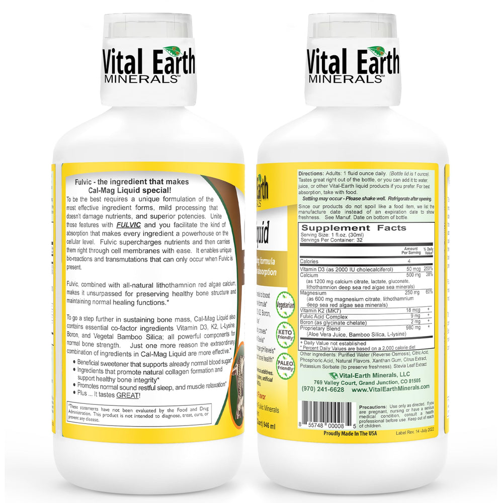 Vital Earth Minerals Cal-Mag Liquid 1oz cup for precise dosing