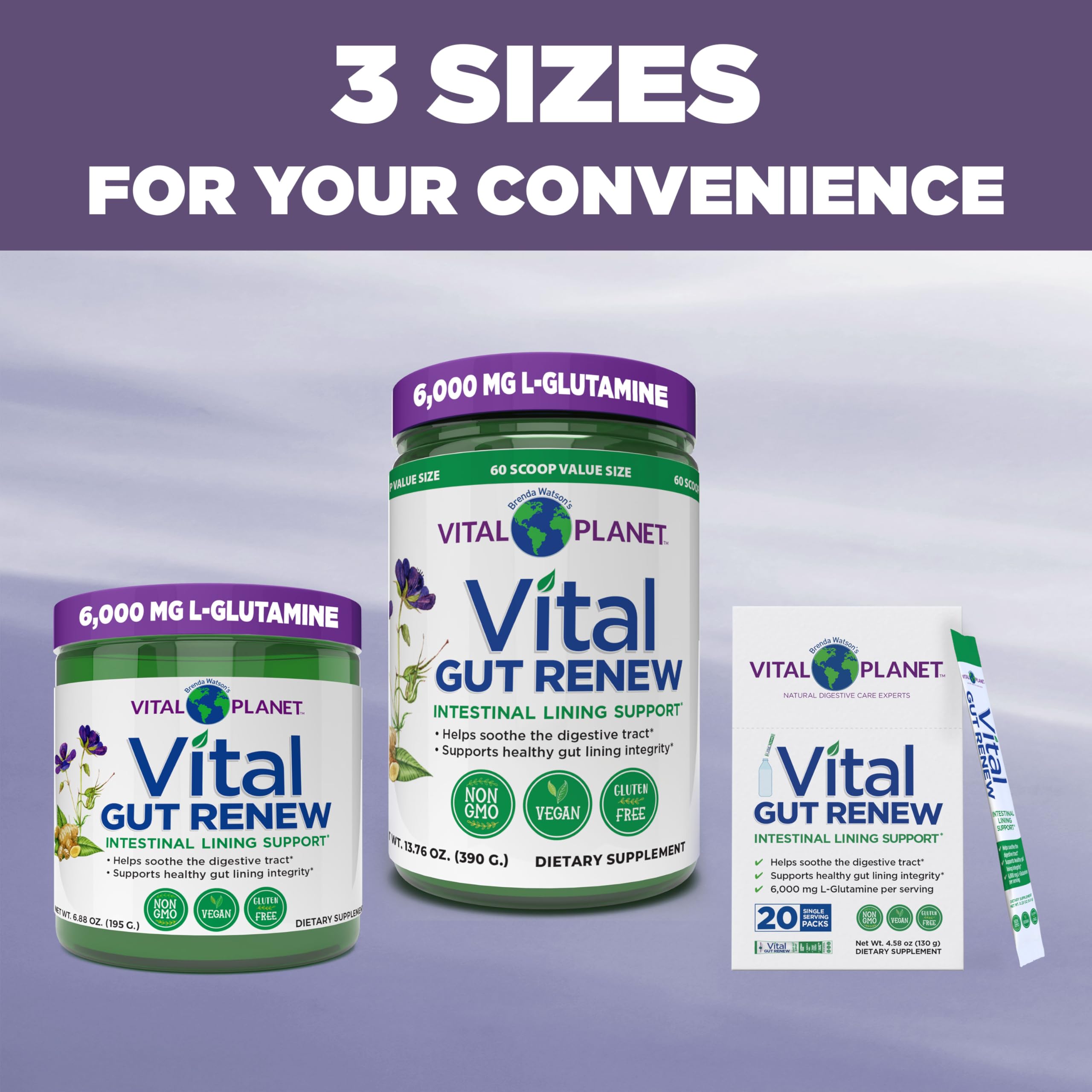 Vital Gut Renew packaging 6.88 oz jar