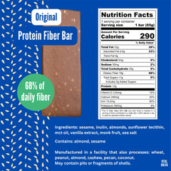 Vital Halva Original Bar hero shot shows nutty sesame flavor for a tasty snack.