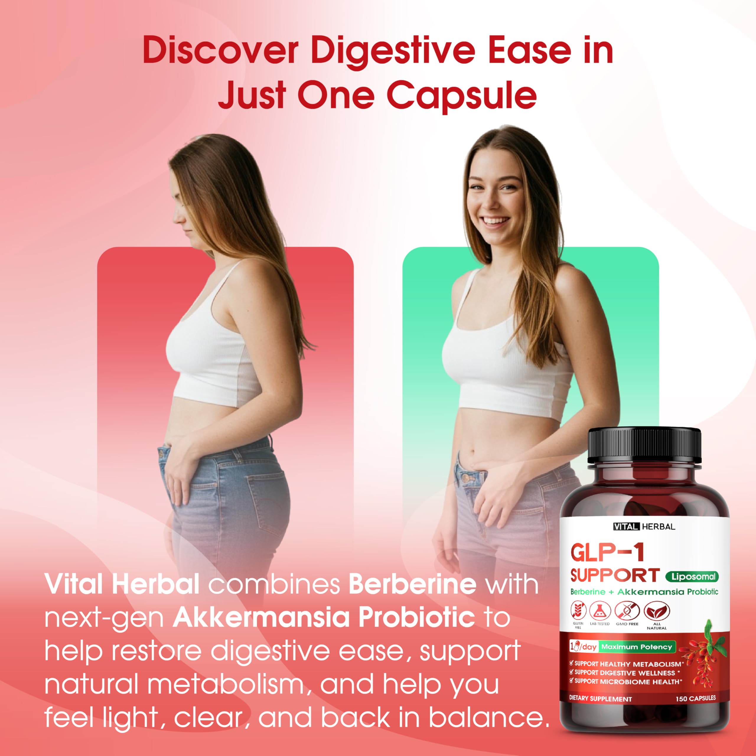 Packaging and bottle of Vital Herbal Liposomal GLP-1 Support on a white background