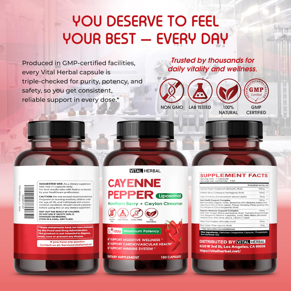 Vital Herbal 150-cap packaging and bottle