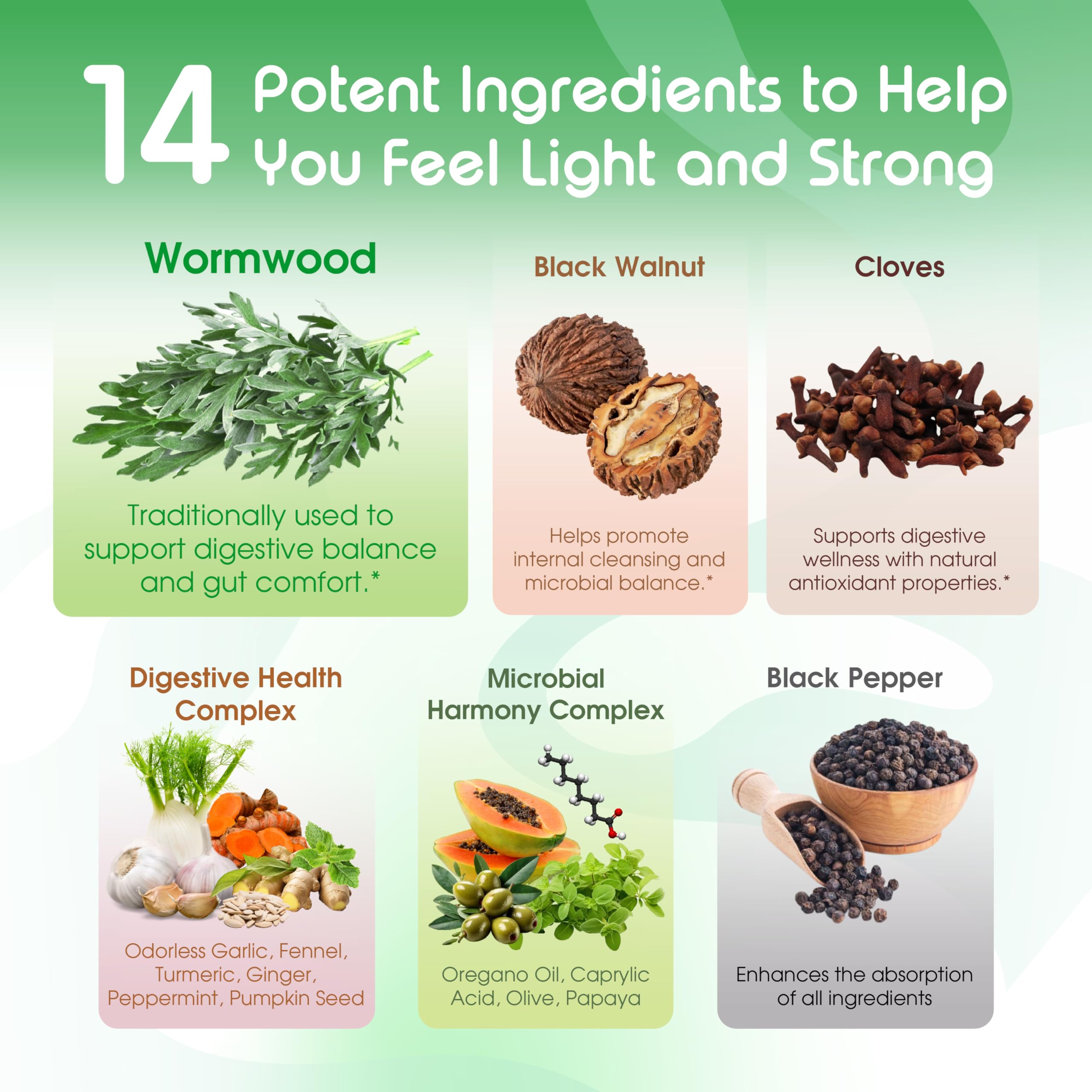 Illustration highlighting the 14-in-1 liposomal blend and key actives